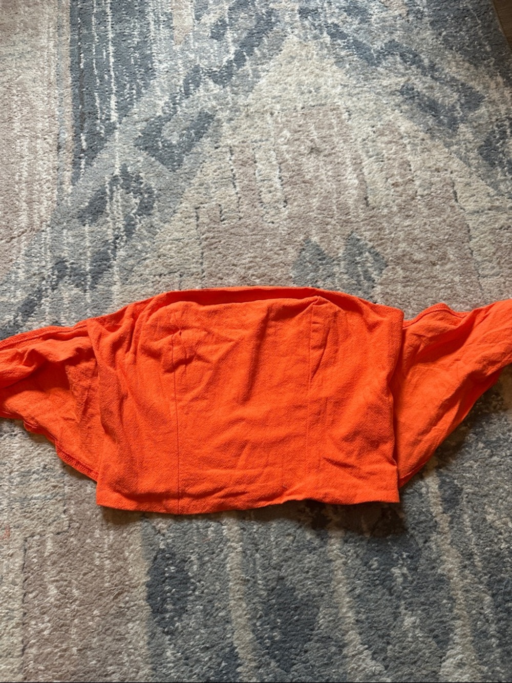 Bright Orange Tie In Back Cropped Top